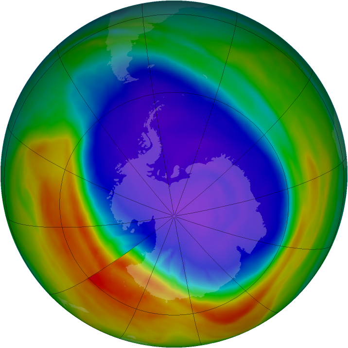 Antarctic ozone map for 23 September 2007